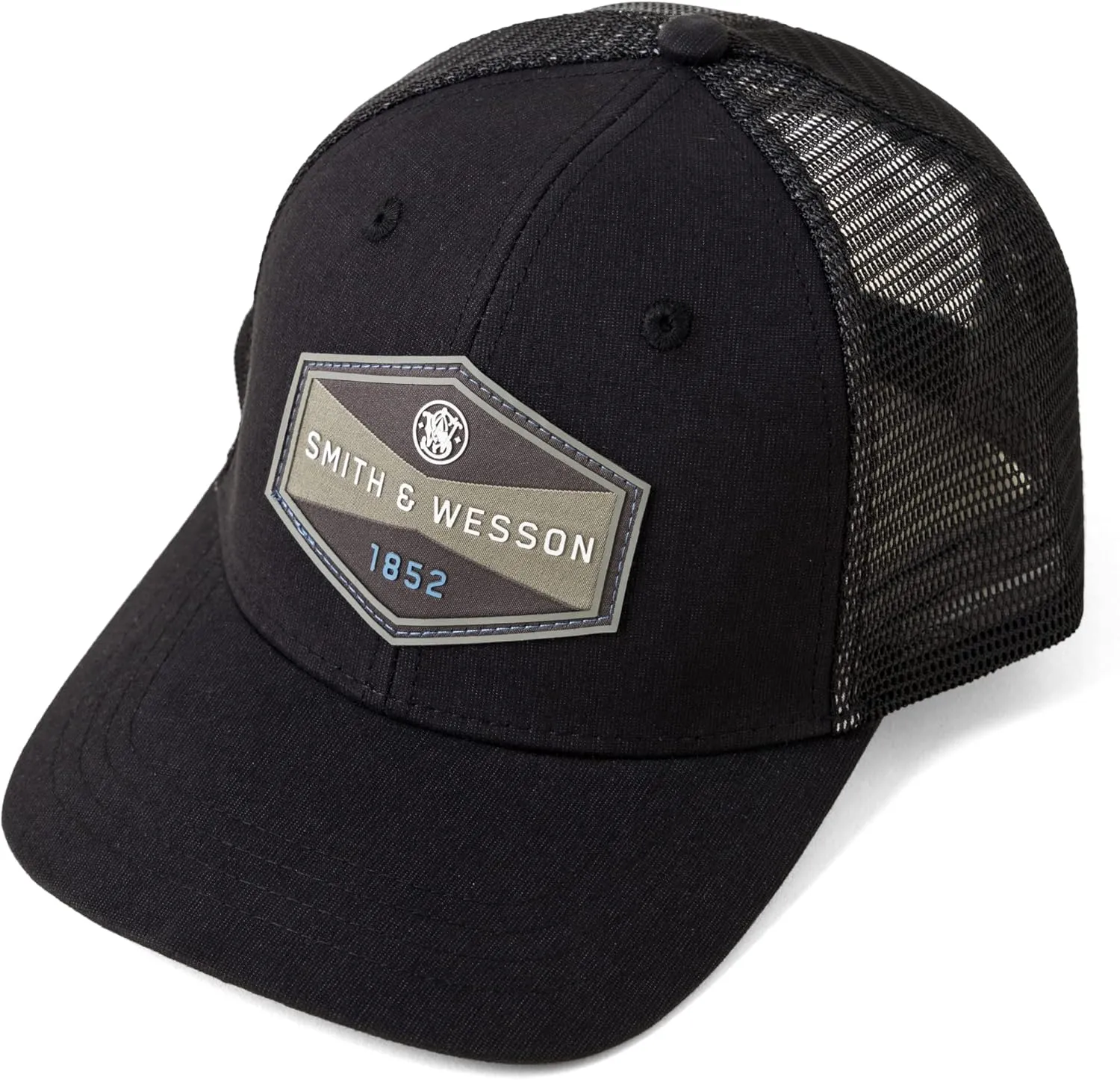 Smith & Wesson? Officially Licensed Men's Trucker Hat, Adjustable Snapback, 6-Panel Mesh Baseball Cap, One Size Fits Most