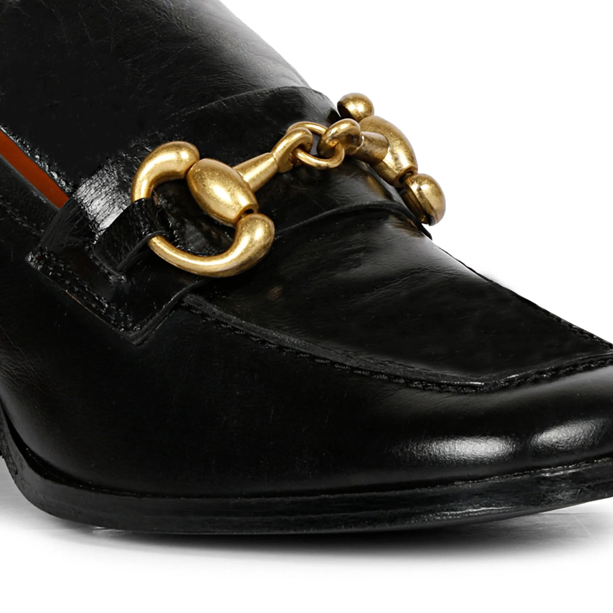 Valentina Black Leather Handcrafted Shoes