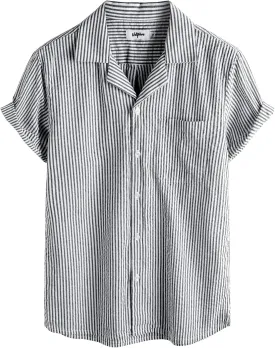 VATPAVE Mens Striped Summer Shirt Casual Button Down Short Sleeve Beach Shirts Cotton Linen Shirts for Men