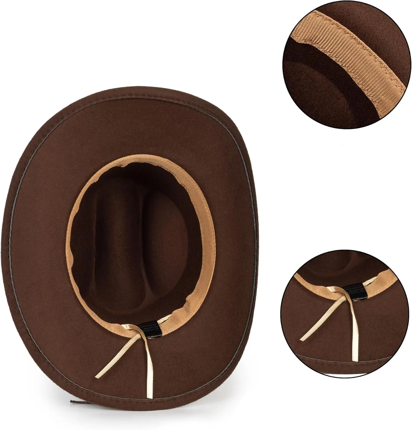 Western-Cowboy-Hats for Women Men - Classic Wide Brim Felt Fedora Unisex Upturn Bull Head Cowgirl Caps with Buckle Belt