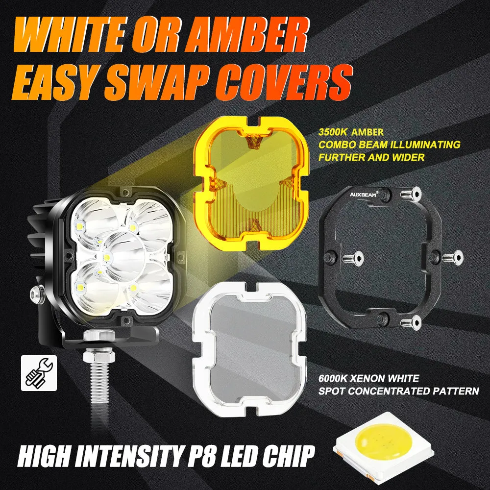 XP-ULTRA Series 3 Inch 80W 9600LM LED Pods Lights White&Amber